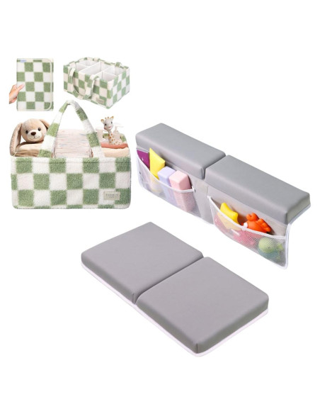 Conjunto Almohadilla Rodillas y Codos Toodly + Cesta Pañales Cuadros