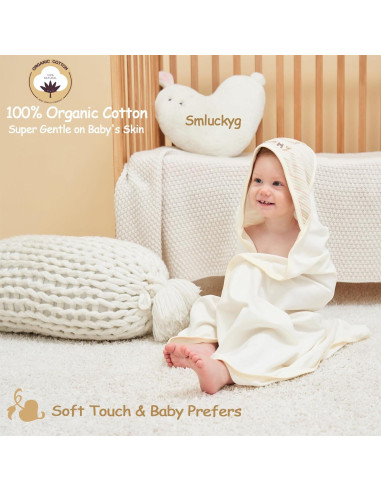Juego de Toallas con Capucha Smluckyg 6 Piezas Algodón Orgánico