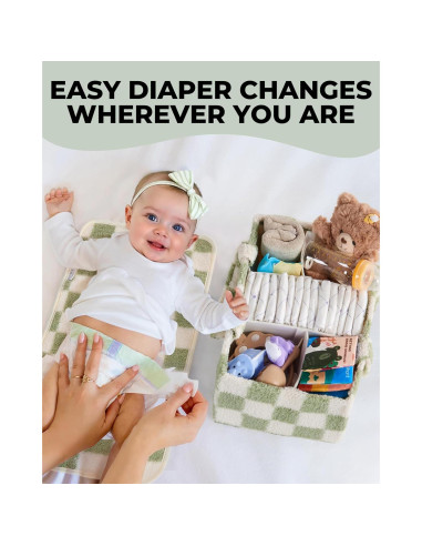 Conjunto Almohadilla Rodillas y Codos Toodly + Cesta Pañales Cuadros