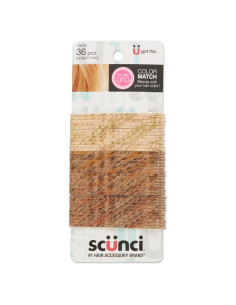 Pinzas de cabello curvas Scunci No-Slip Grip rubio 36 unidades
