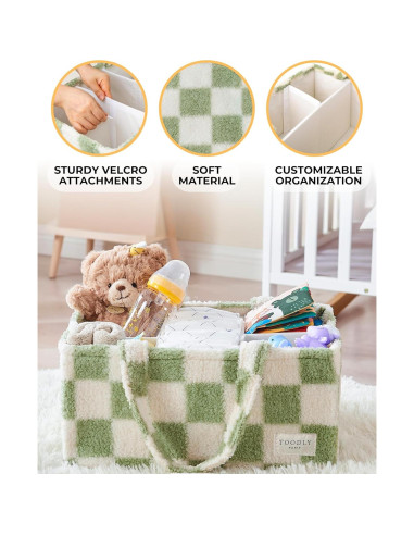 Conjunto Almohadilla Rodillas y Codos Toodly + Cesta Pañales Cuadros