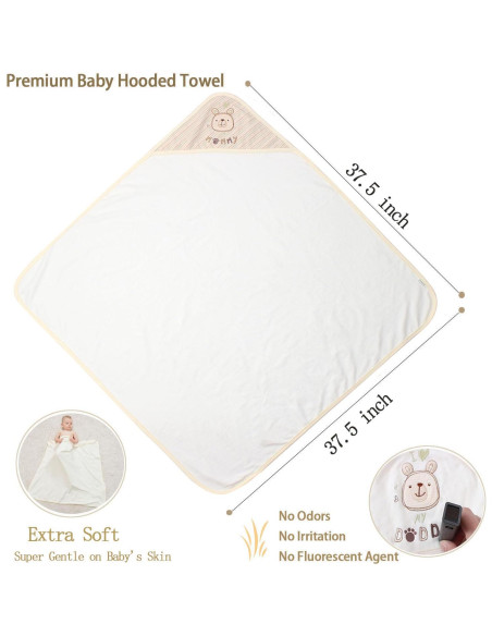 Juego de Toallas con Capucha Smluckyg 6 Piezas Algodón Orgánico Juego de Toallas con Capucha Smluckyg 6 Piezas Algodón Orgánico