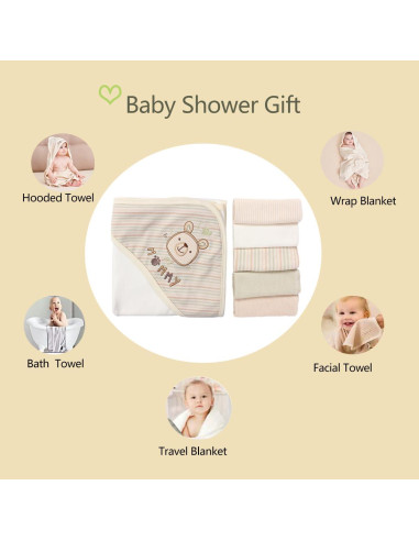 Juego de Toallas con Capucha Smluckyg 6 Piezas Algodón Orgánico