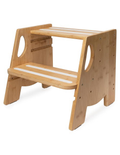 Escalera de 2 Pasos Ajustable Rose and burlap - Bambú Antideslizante