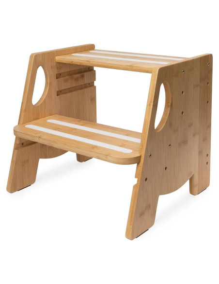 Escalera de 2 Pasos Ajustable Rose and burlap - Bambú Antideslizante