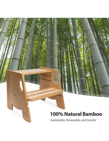 Escalera de 2 Pasos Ajustable Rose and burlap - Bambú Antideslizante