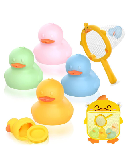 Set de Juguetes de Baño Silicona 6 Piezas Patos para Bebés