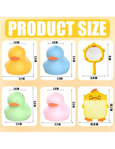 Set de Juguetes de Baño Silicona 6 Piezas Patos para Bebés