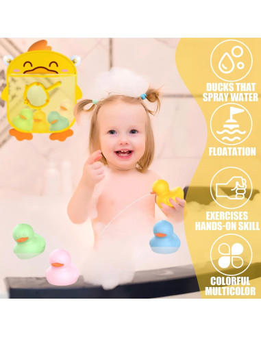 Set de Juguetes de Baño Silicona 6 Piezas Patos para Bebés