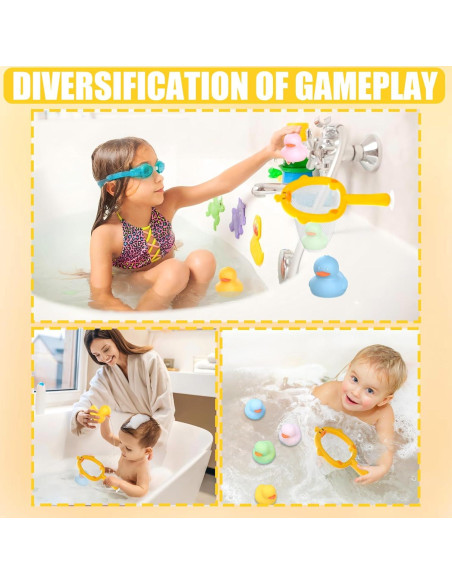 Set de Juguetes de Baño Silicona 6 Piezas Patos para Bebés