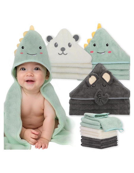 Juego de Toallas con Capucha Saranna 13pcs para Bebés - Suaves y Absorbentes