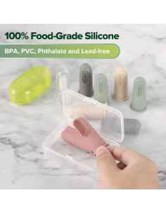 Cepillo de Dedo de Silicona Haakaa Rubor - 2 Paquetes para Bebés 2