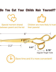 Tijeras de Corte de Cabello para Niños Dragon Creek 6" Doradas 2