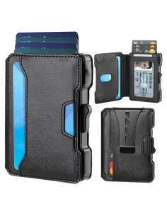 Billetera delgada AIRZOO con bloqueo RFID y clip, Negro