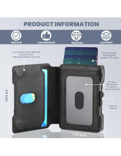 Billetera delgada AIRZOO con bloqueo RFID y clip, Negro 2