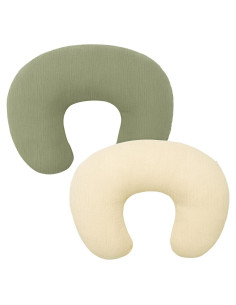 FUNUPUP Funda de Almohada de Muselina 2 Pack Verde y Beige