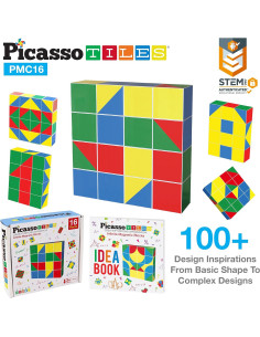 Cubos de Rompecabezas Magnéticos PicassoTiles 50 Piezas + Libro 2