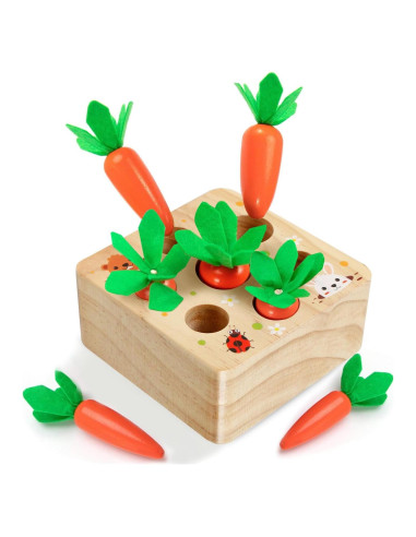 Juguete Montessori de Cosecha de Zanahorias FZHZZ - Madera Natural