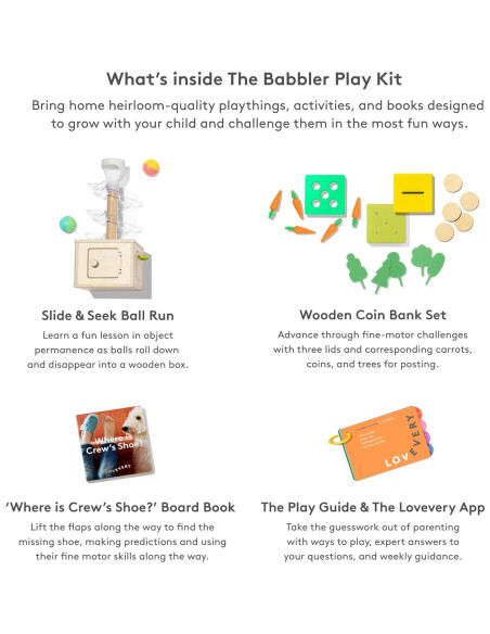 Kit de Juego Babbler Lovevery con Libro Bonificado para 1 Año