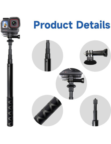 Palo de Selfie SHOOT 115cm Extensión Invisible para Gopro e Insta360