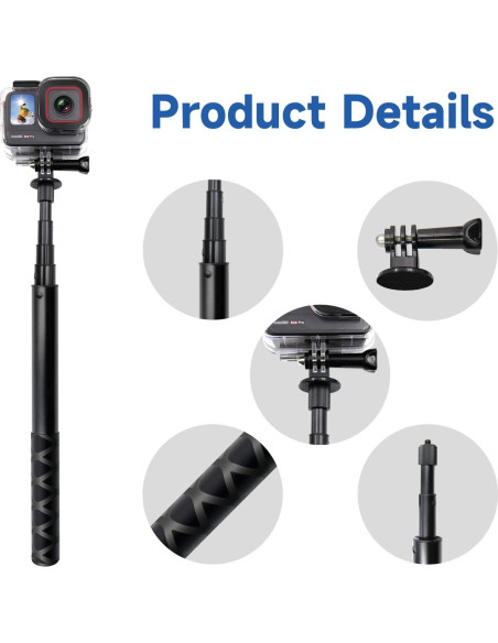 Palo de Selfie SHOOT 115cm Extensión Invisible para Gopro e Insta360