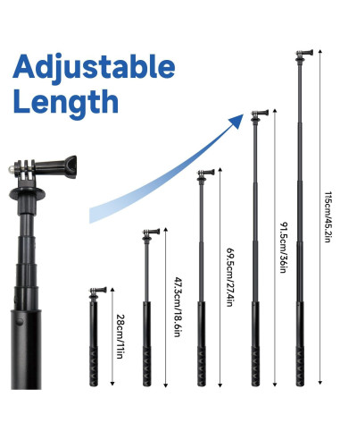 Palo de Selfie SHOOT 115cm Extensión Invisible para Gopro e Insta360