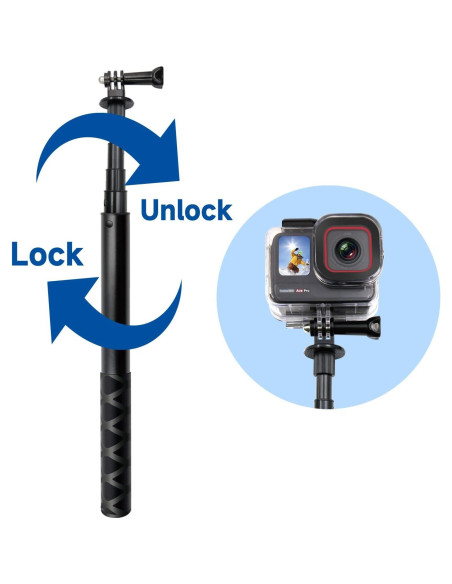 Palo de Selfie SHOOT 115cm Extensión Invisible para Gopro e Insta360