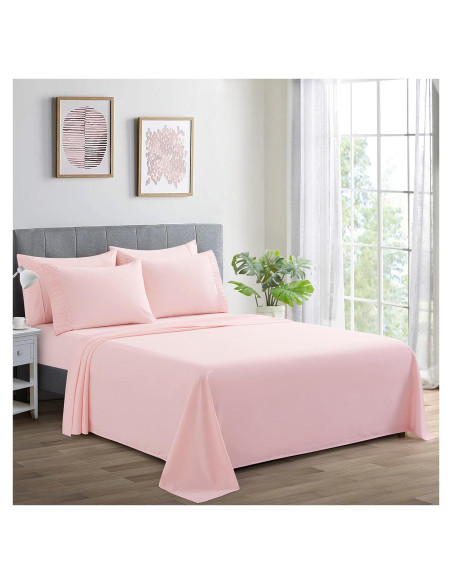 Conjunto de Sábanas Queen 6 Piezas Marina Decoration Rosa