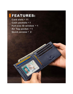 Billetera de cuero VISWORLD con soporte para AirTag y bloqueo RFID 2