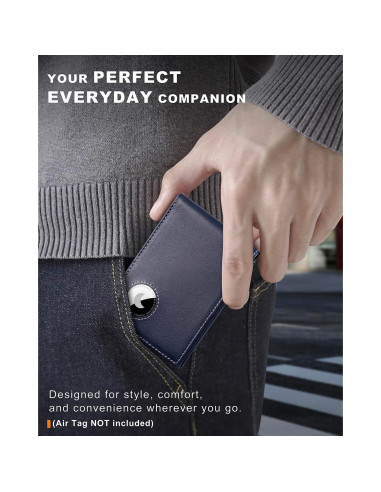 Billetera de cuero VISWORLD con soporte para AirTag y bloqueo RFID