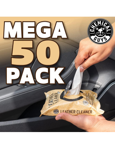 Limpiador de Cuero Chemical Guys + Toallitas Detalladoras 100 Ct