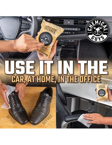 Limpiador de Cuero Chemical Guys + Toallitas Detalladoras 100 Ct