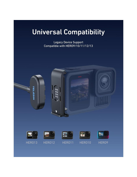 Kit Tapa Batería Magnética y Cable TELESIN para GoPro Hero 9-13