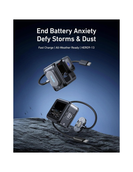 Kit Tapa Batería Magnética y Cable TELESIN para GoPro Hero 9-13