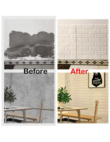 Paneles de Pared 3D Circloophs Ladrillo Blanco Autoadhesivos 30 Piezas