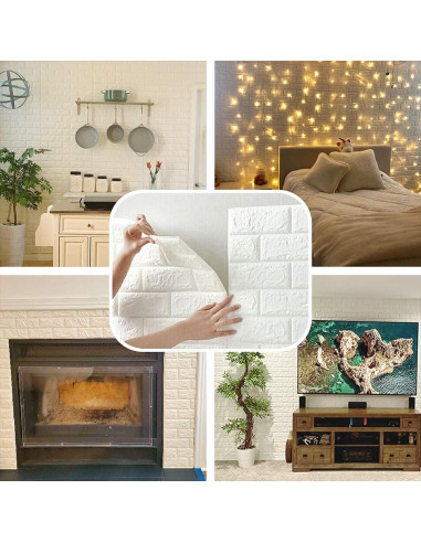 Paneles de Pared 3D Circloophs Ladrillo Blanco Autoadhesivos 30 Piezas