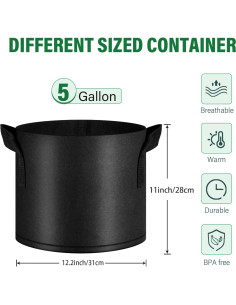 Paquete de 12 Bolsas de Crecimiento KuMers 5 Galones 2