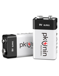 Baterías Alcalinas 9V PKUNIN Paquete de 2 Larga Duración