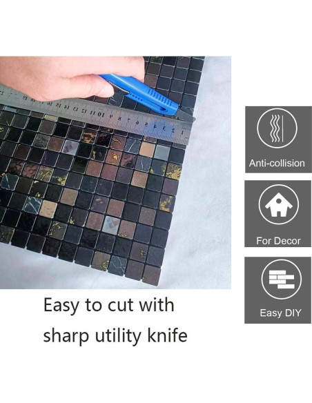 10 Hojas Azulejo Autoadhesivo Sanyeskkiy 30.48x30.48cm Gris