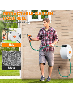 Carrete de Manguera de Jardín LUCKPRO 30.48m Retráctil Pared 2