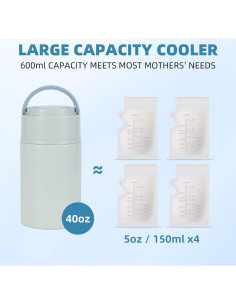 Enfriador de Leche Materna Portátil Acero Inoxidable 1.18L Azul 2