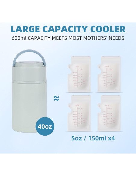 Enfriador de Leche Materna Portátil Acero Inoxidable 1.18L Azul Enfriador de Leche Materna Portátil Acero Inoxidable 1.18L Azul