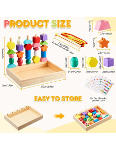 Juguete de Madera Montessori ZGIMI con Cuentas y Apilador 2