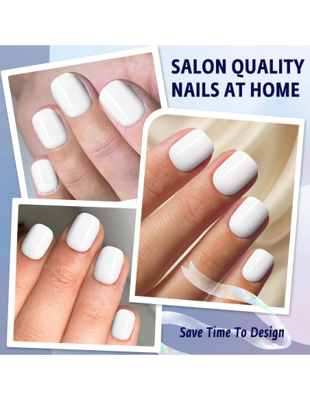 120 Uñas Postizas Cortas Blancas Bellelfin - Brillantes y Resistentes