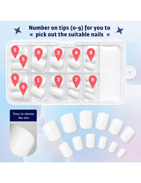 120 Uñas Postizas Cortas Blancas Bellelfin - Brillantes y Resistentes