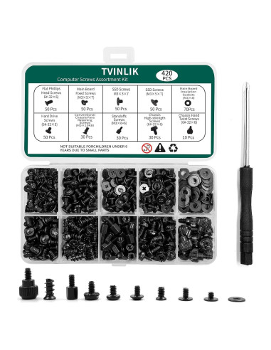 Kit de Tornillos para PC TVINLIK 420 Piezas M2 M2.5 M3 M5