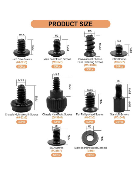 Kit de Tornillos para PC TVINLIK 420 Piezas M2 M2.5 M3 M5