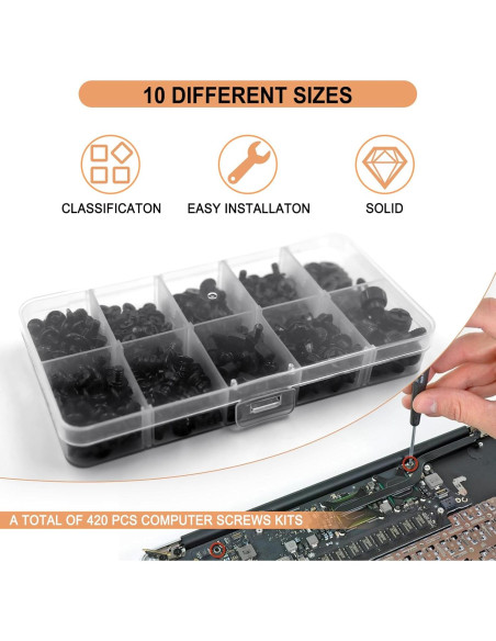 Kit de Tornillos para PC TVINLIK 420 Piezas M2 M2.5 M3 M5