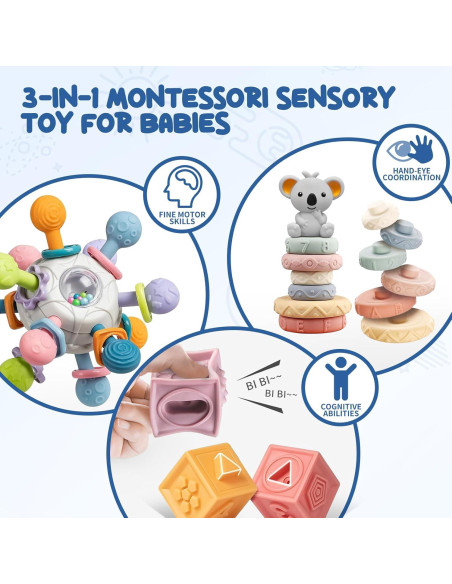 Juguetes Montessori Pucmaoci 3 en 1 para Bebés 0-18 Meses