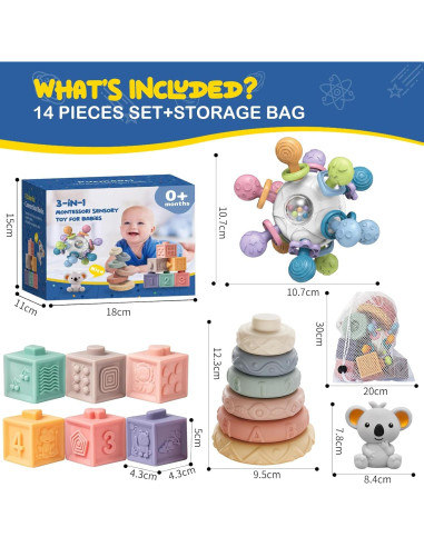 Juguetes Montessori Pucmaoci 3 en 1 para Bebés 0-18 Meses